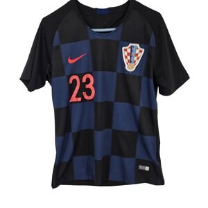 Croatia National Team Jersey Mens Small Black Blue Soccer Number 23 Custom Nike